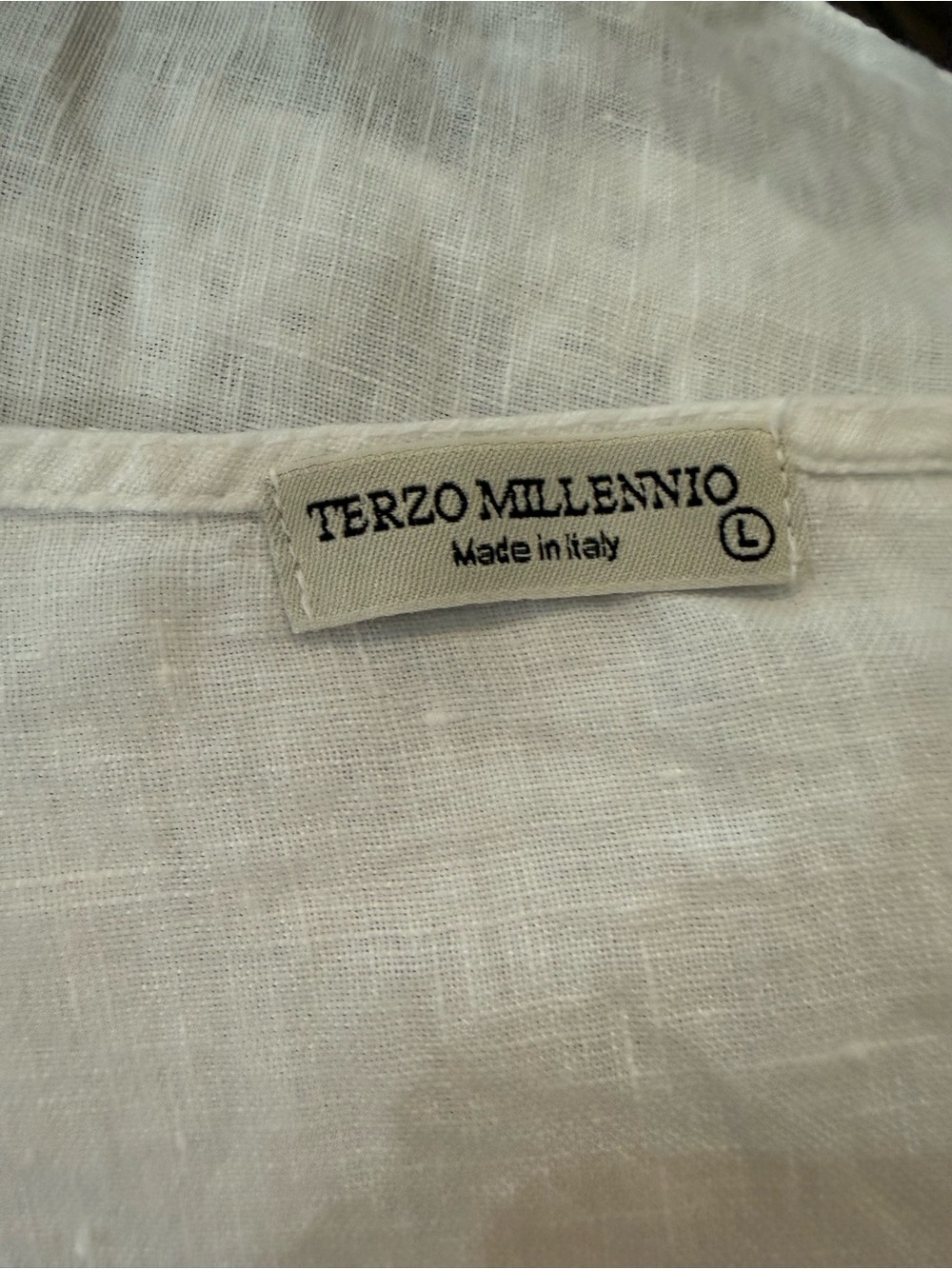 Terzo Millennio Top Large 100% Linen HiLow Made in Italy Lagenlook Bright White - Picture 7 of 7